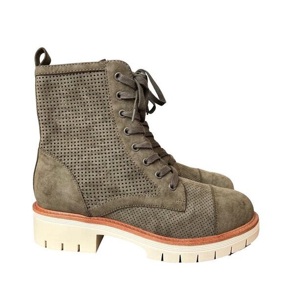 MIA Havenn Kashton Lace Up Combat Boots Size 8.5 Olive Green Perforated Side Zip - Picture 1 of 12